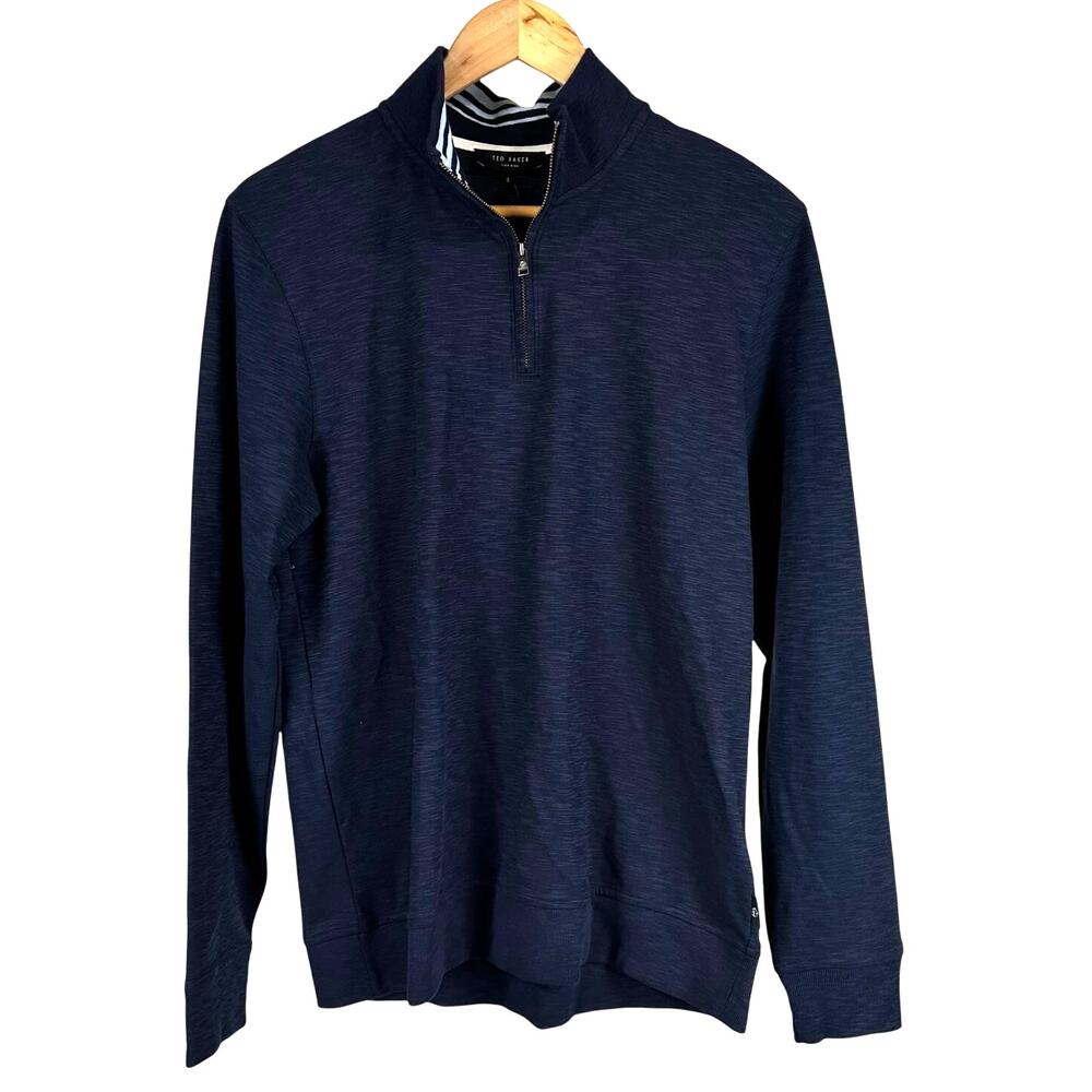 Ted Baker NWT MMB Berks Quarter Zip Men's Navy Pullover Sweater Size 3 US Small